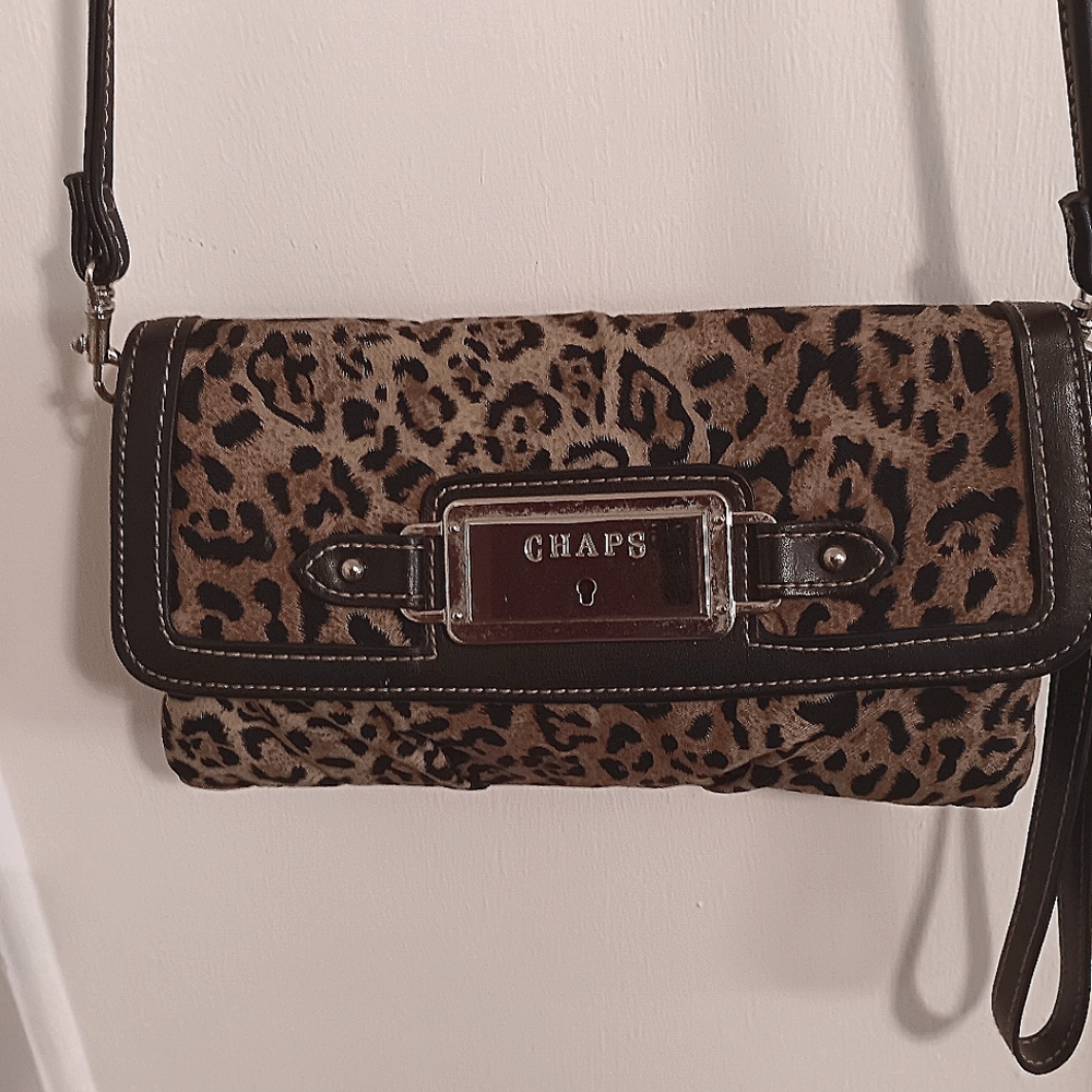Chaps leopard print crossbody bag